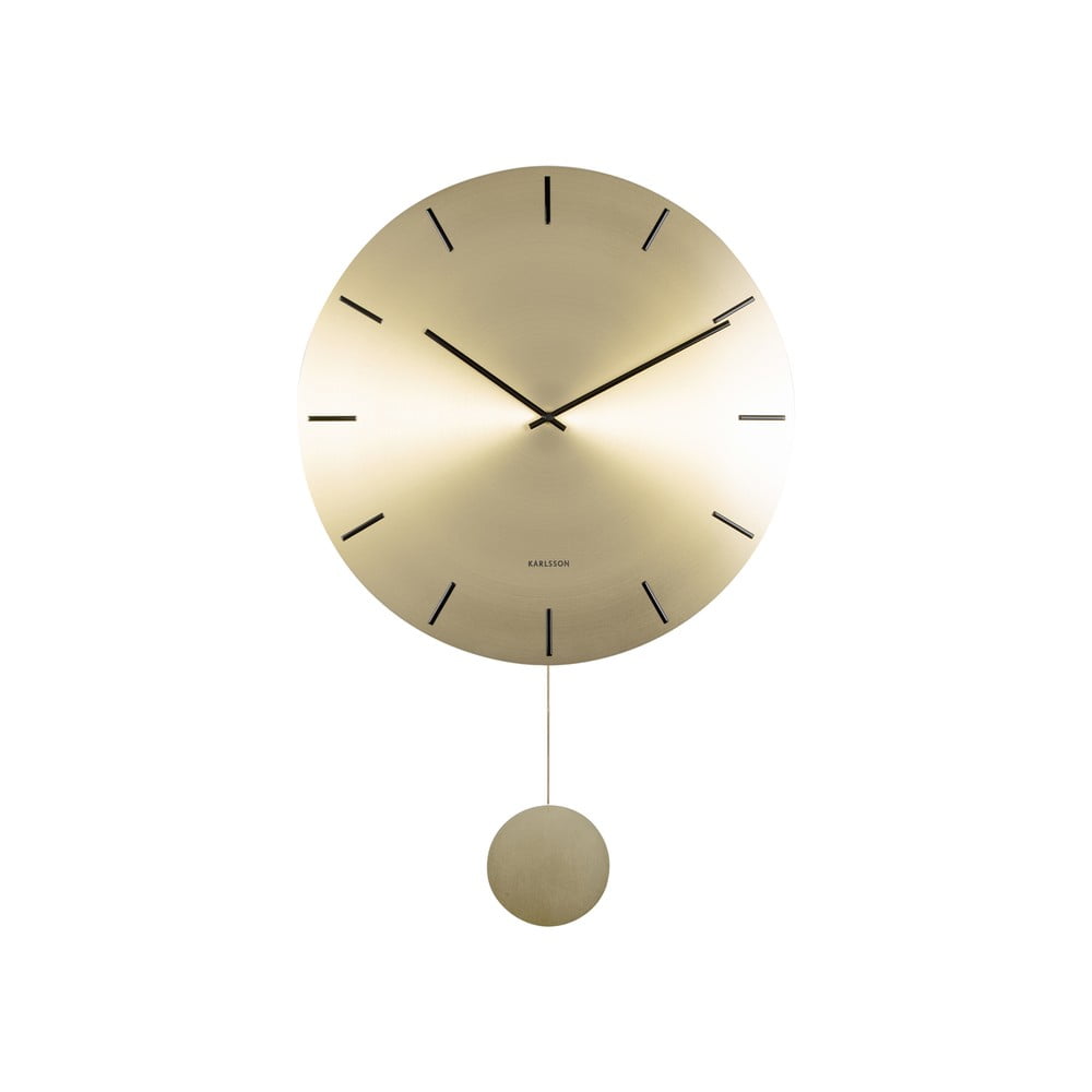 E-shop Nástenné kyvadlové hodiny v zlatej farbe Karlsson Impressive, ø 20 cm