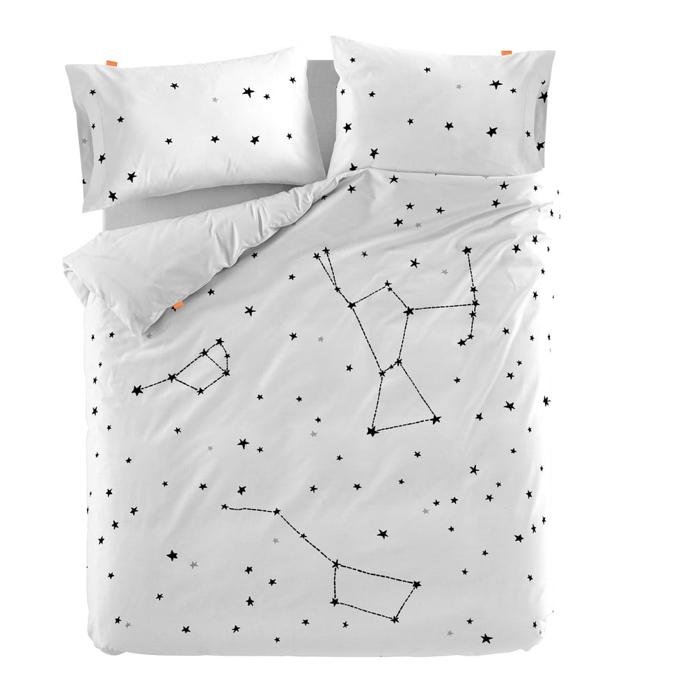 E-shop Bavlnená obliečka na paplón Blanc Constellation, 140 × 200 cm
