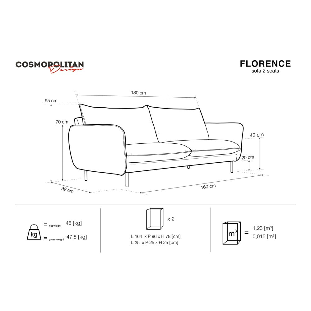 Obrázok Béžová pohovka se sametovým potahem Cosmopolitan Design Florence