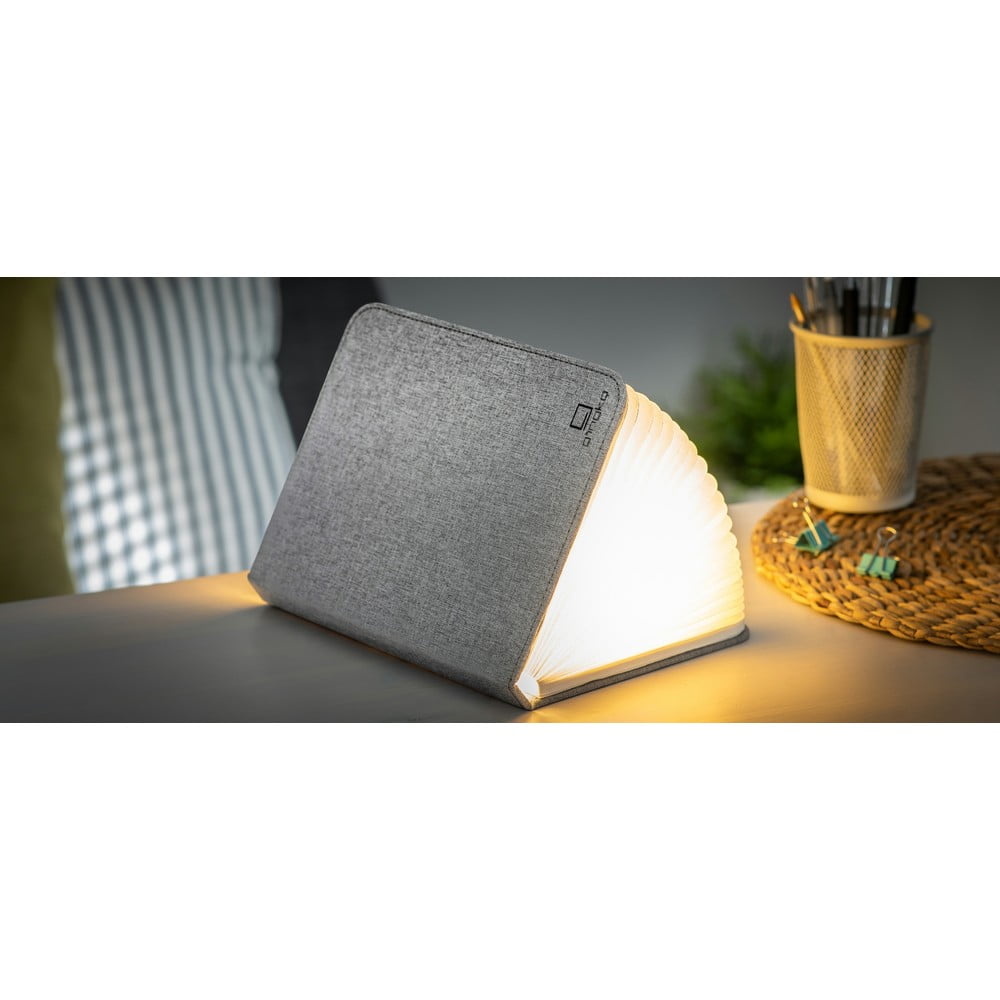 Obrázok Sivá veľká LED stolová lampa v tvare knihy Gingko Booklight