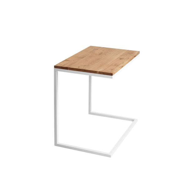 Stôl s bielou podnožou s doskou z masívneho duba Custom Form Lupe