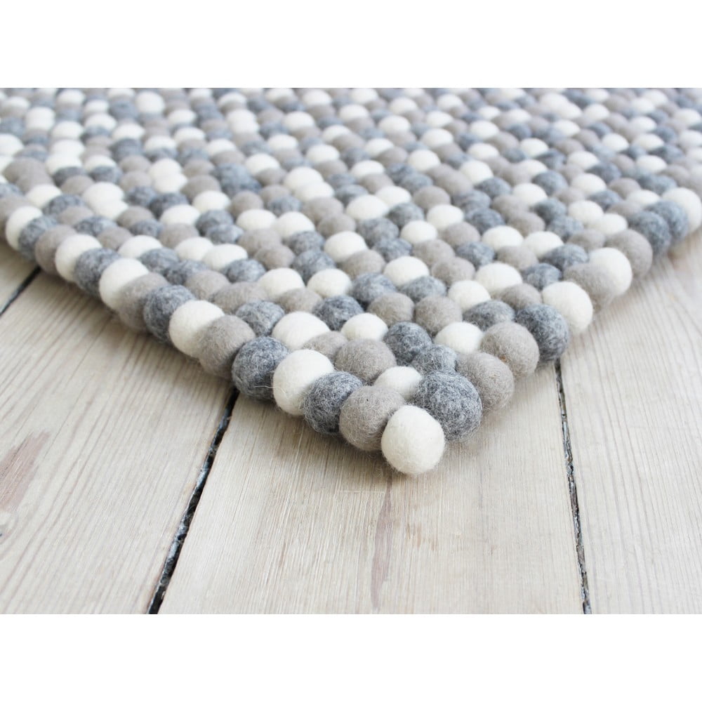 Obrázok Svetlosivý guľôčkový vlnený koberec Wooldot Ball rugs, 100 x 150 cm