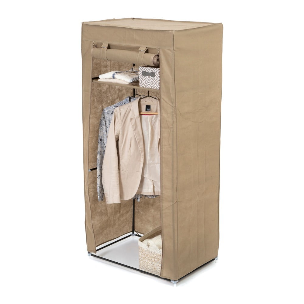 E-shop Béžová textilná šatníková skriňa Compactor Wardrobe, výška 147 cm