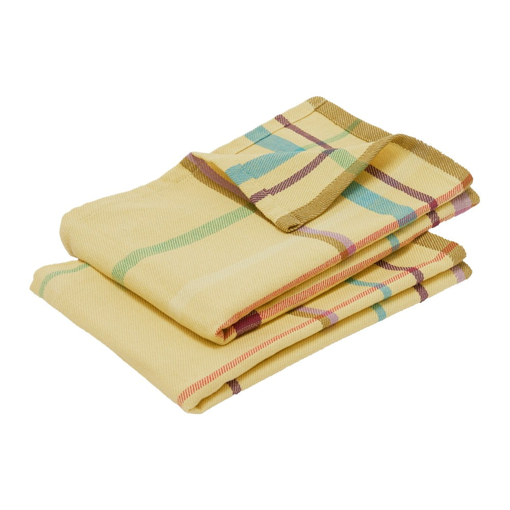E-shop Súprava 2 žltých bavlnených uterákov Hübsch Yara, 50 x 70 cm