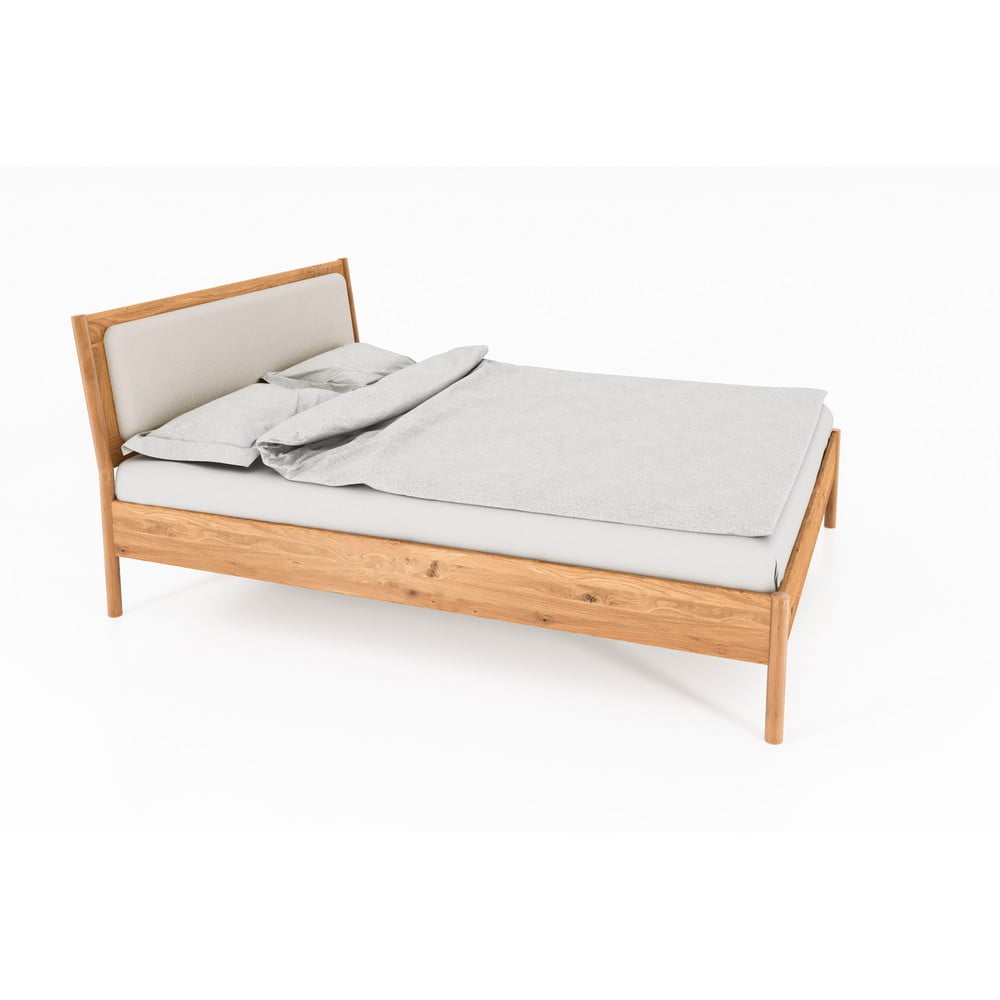 E-shop Dvojlôžková posteľ z dubového dreva s čalúneným čelom 140x200 cm Pola - The Beds