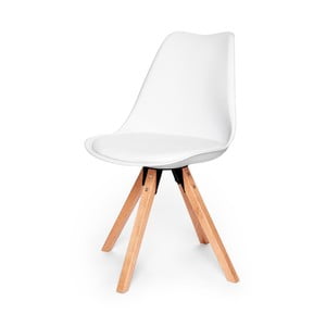 Biela stolička s podnožím z bukového dreva loomi.design Eco