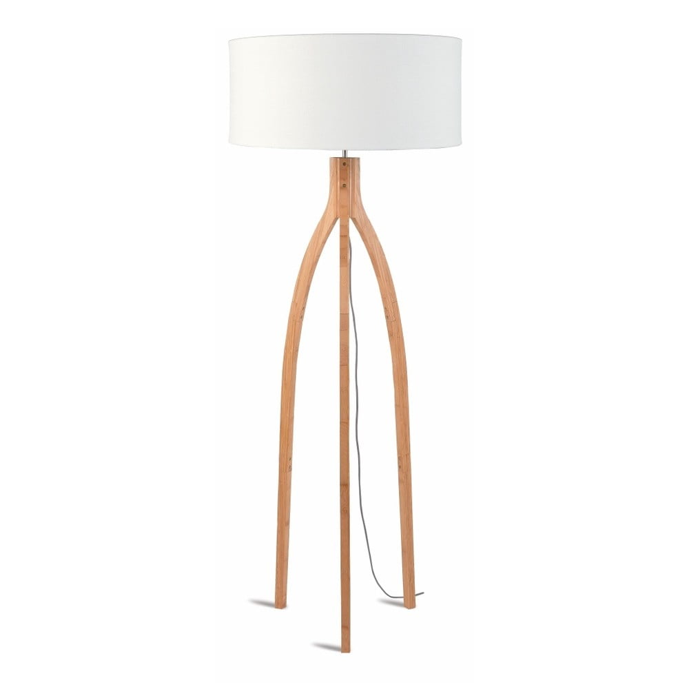 E-shop Stojacia lampa s bielym tienidlom a konštrukciou z bambusu Good&Mojo Annapurna