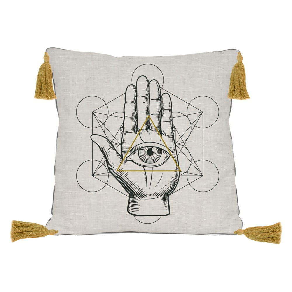 Obojstranná obliečka na vankúš s ľanovou prímesou Madre Selva Symbolic Hand, 45 × 45 cm
