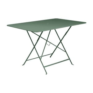 Svetlozelený kovový skladací záhradný stolík Fermob Bistro, 117 × 77 cm