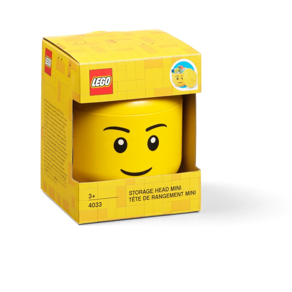 Obrázok Žltá úložná škatuľa v tvare hlavy LEGO® boy, 10,5 x 10,6 x 12 cm