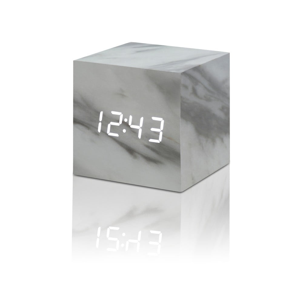 Obrázok Mramorový budík s bielym LED displejom Gingko Cube Click Clock