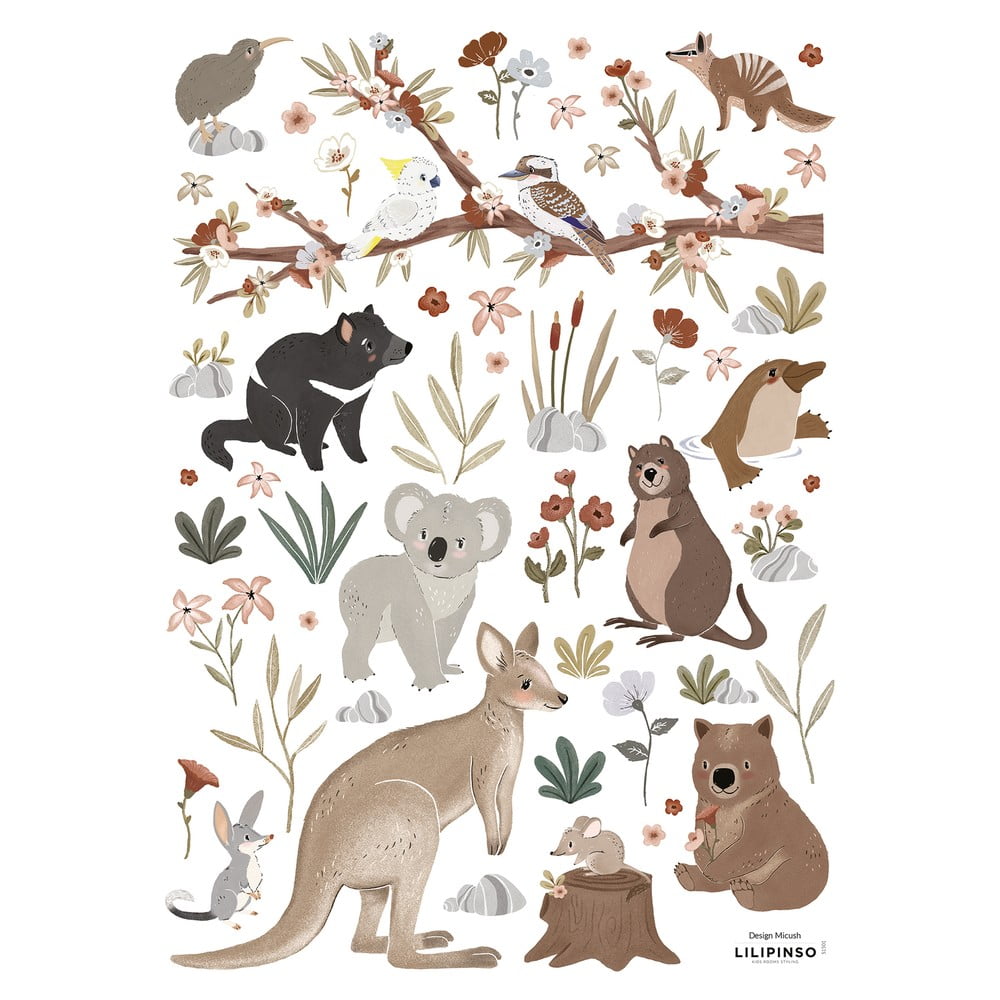 Hárok samolepiek 30x42 cm Australian Animals – Lilipinso