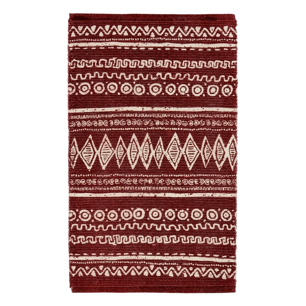 E-shop Červeno-biely bavlnený koberec Webtappeti Ethnic, 55 x 110 cm
