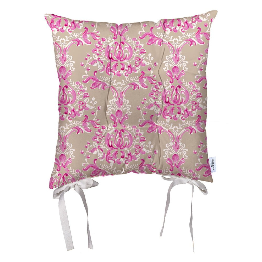 E-shop Béžovo-ružový sedák z mikrovlákna Mike & Co. NEW YORK Butterflies, 36 x 36 cm