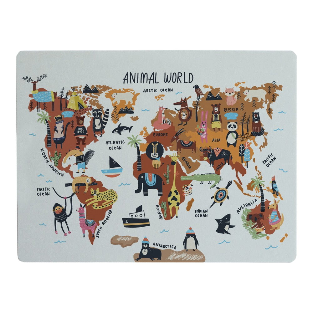 E-shop Podložka na stôl Really Nice Things Animals Worldmap, 55 x 35 cm