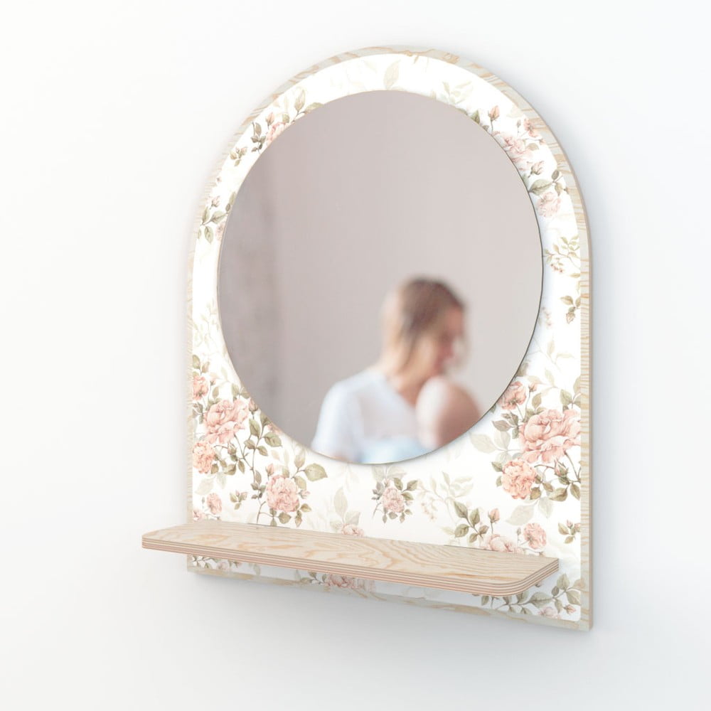 E-shop Nastenné zrkadlo s poličkou ø 35 cm Roses - Dekornik