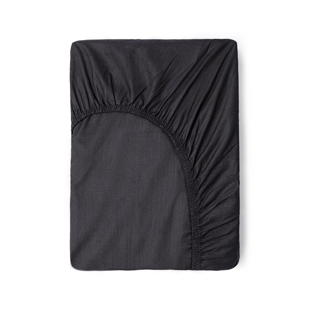 E-shop Tmavosivá bavlnená elastická plachta Good Morning, 90 x 200 cm