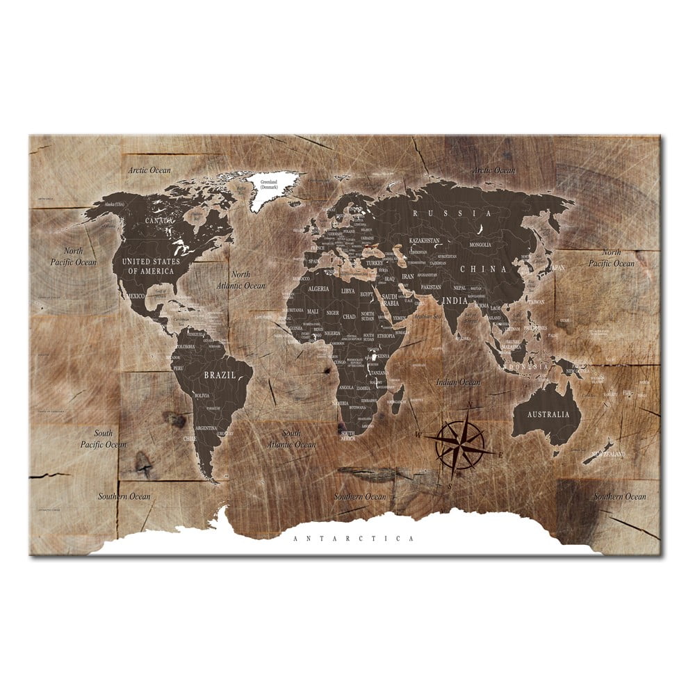 E-shop Nástenka s mapou sveta Bimago Wooden Mosaic 120 × 80 cm