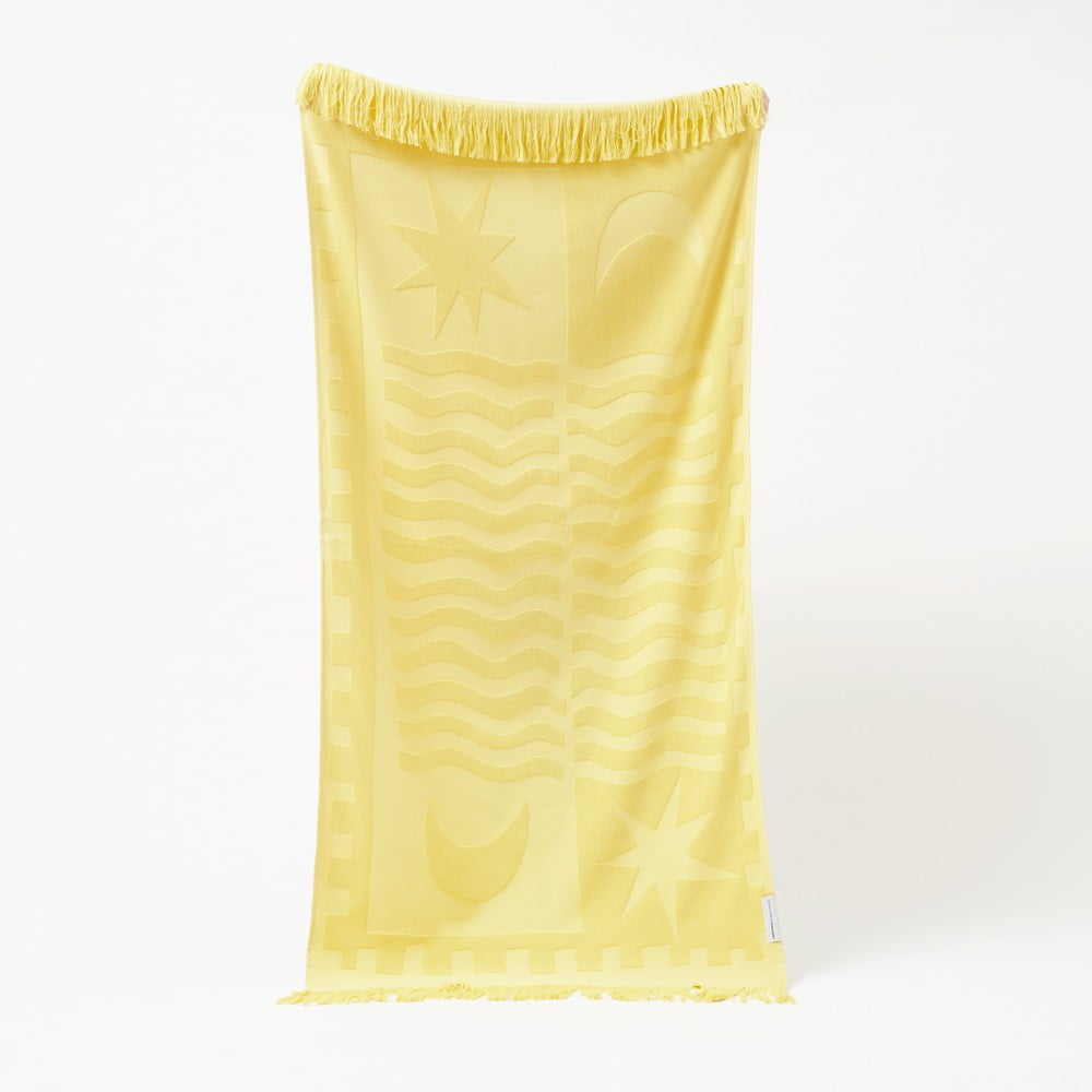 E-shop Žltá bavlnená plážová osuška Sunnylife Luxe, 160 x 90 cm