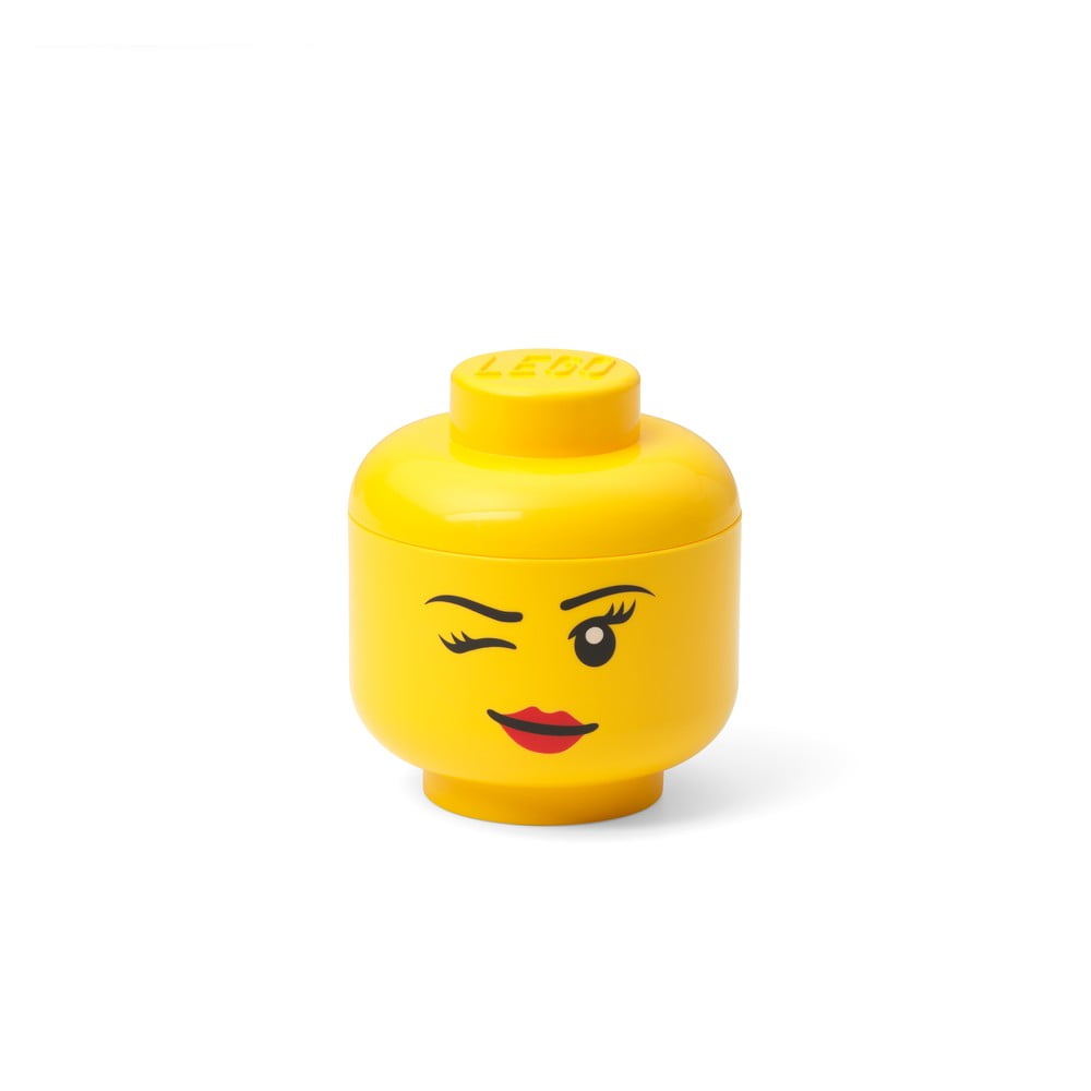 E-shop Žltá úložná škatuľa v tvare hlavy LEGO® whinky, 10,5 x 10,6 x 12 cm