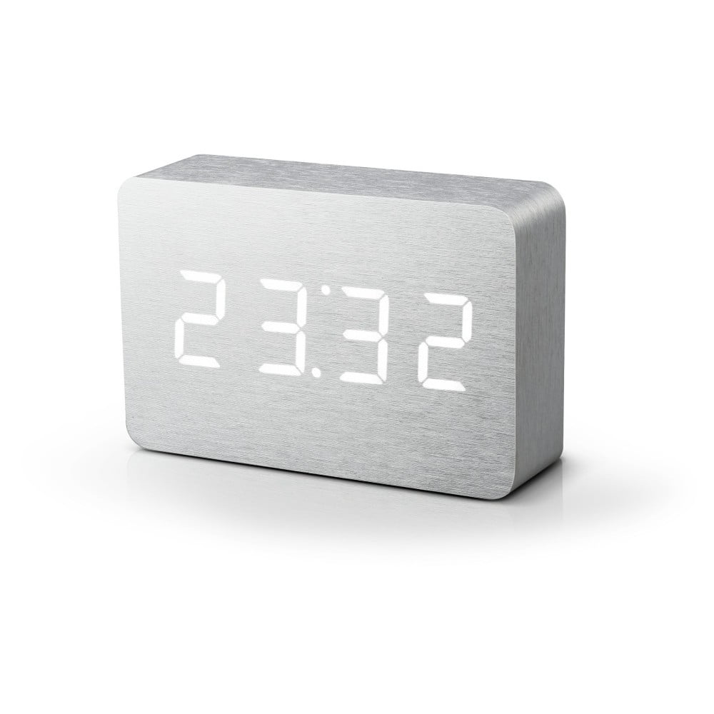 Obrázok Biely budík s bielym LED displejom Gingko Brick Click Clock