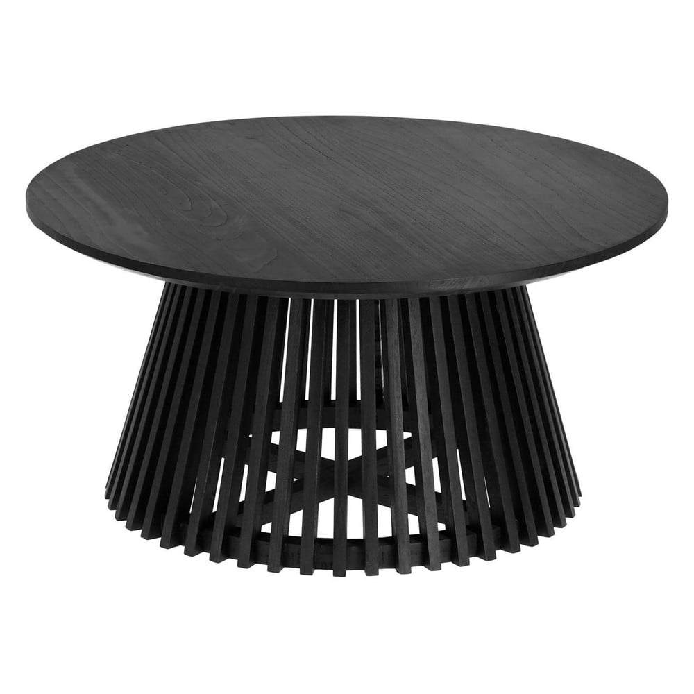E-shop Čierny konferenčný stolík z teakového dreva Kave Home Irune, ⌀ 80 cm