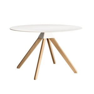 Biely jedálenský stôl s podnožím z bukového dreva Magis Cuckoo, ø 75 cm