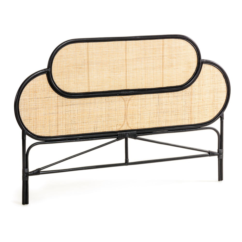 E-shop Čelo postele z ratanového dreva s černými detaily Kave Home Lalita, 170 x 120 cm