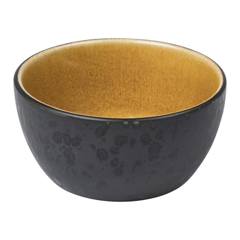 E-shop Čierna kameninová miska s vnútornou glazúrou v okrovej farbe Bitz Mensa, priemer 10 cm
