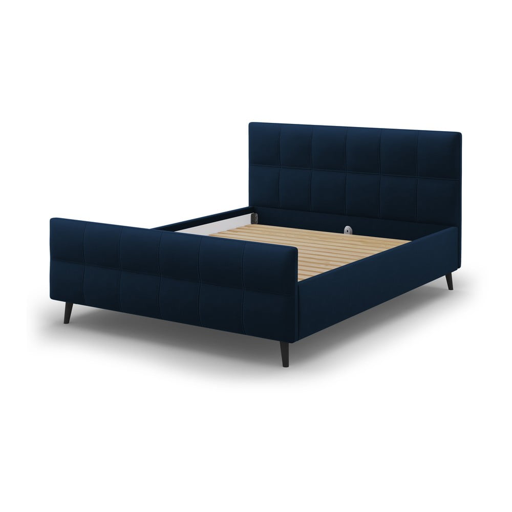 E-shop Tmavomodrá čalúnená dvojlôžková posteľ s roštom 140x200 cm Gigi - Micadoni Home