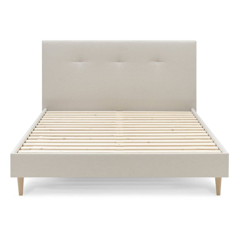E-shop Béžová čalúnená dvojlôžková posteľ s roštom 180x200 cm Tory - Bobochic Paris