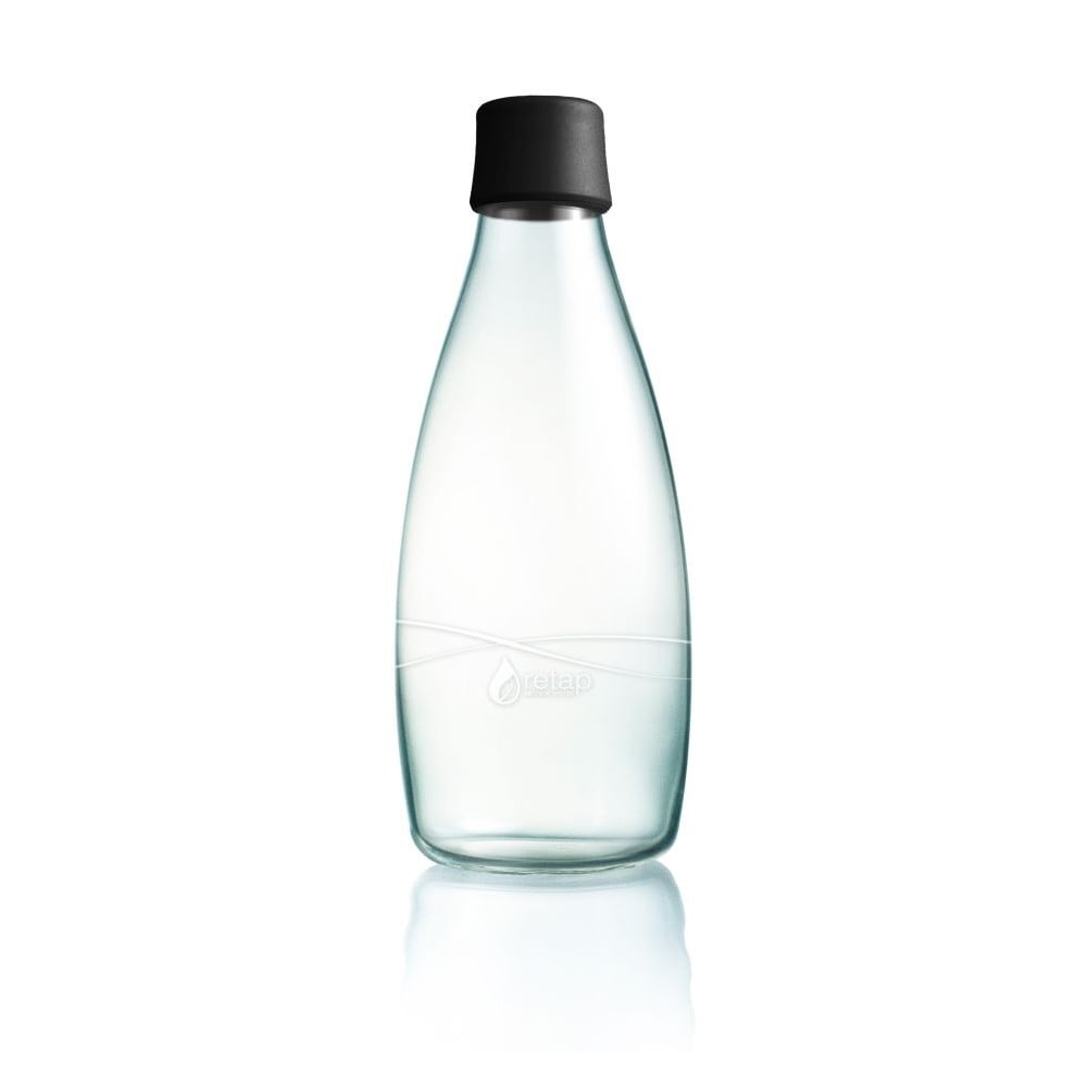 E-shop Čierna sklenená fľaša ReTap s doživotnou zárukou, 800 ml