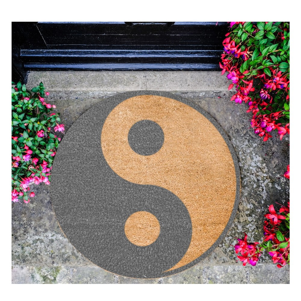 Obrázok Guľatá rohožka Artsy Doormats Grey Yin Yang, ⌀ 70 cm