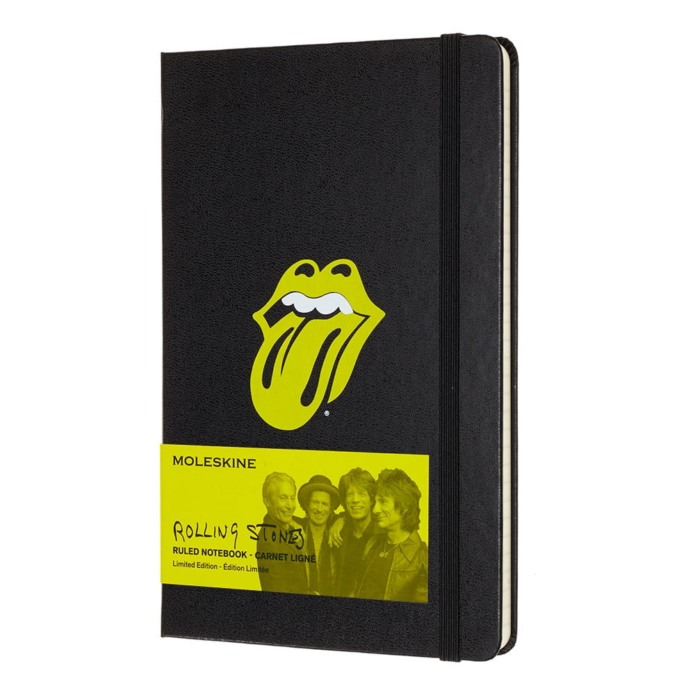 E-shop Čierny linajkový zápisník v pevnej väzbe Moleskine Rolling Stones, 240 strán