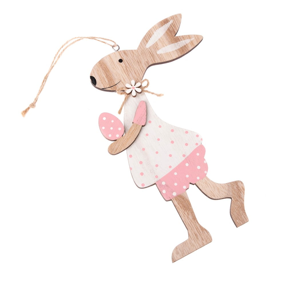 E-shop Drevený dekoratívny závesný zajac Dakls Pink Dress