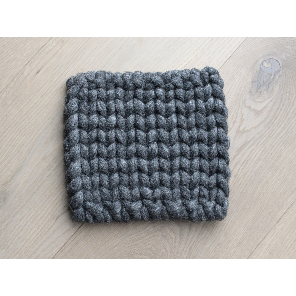 Obrázok Antracitovosivá pletená podložka pod nápoj z vlny Wooldot braider Coaster, 20 x 20 cm