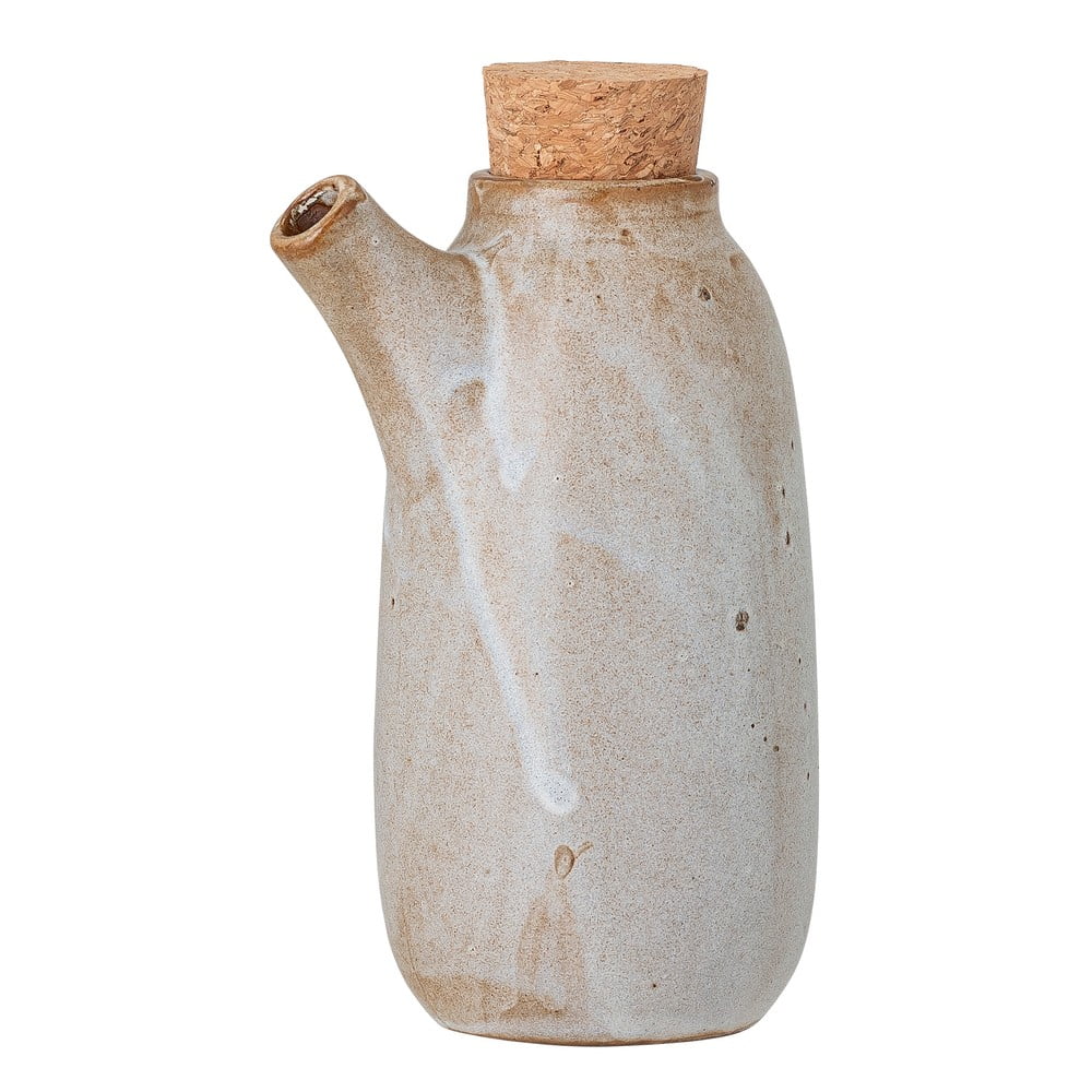 E-shop Béžovo-biela kameninová fľaša so zátkou Bloomingville Masami, 600 ml