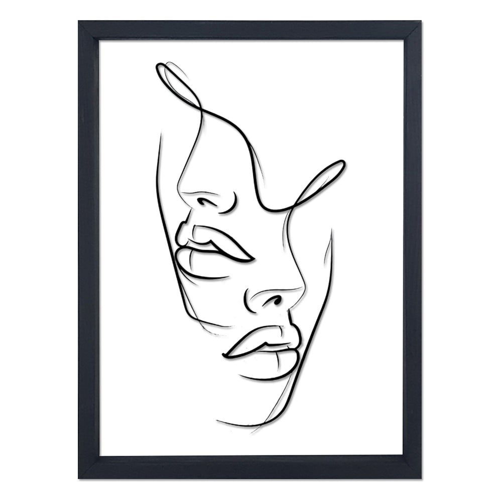 E-shop Sklenený obraz v čiernom ráme Vavien Artwork Faces, 32 x 42 cm