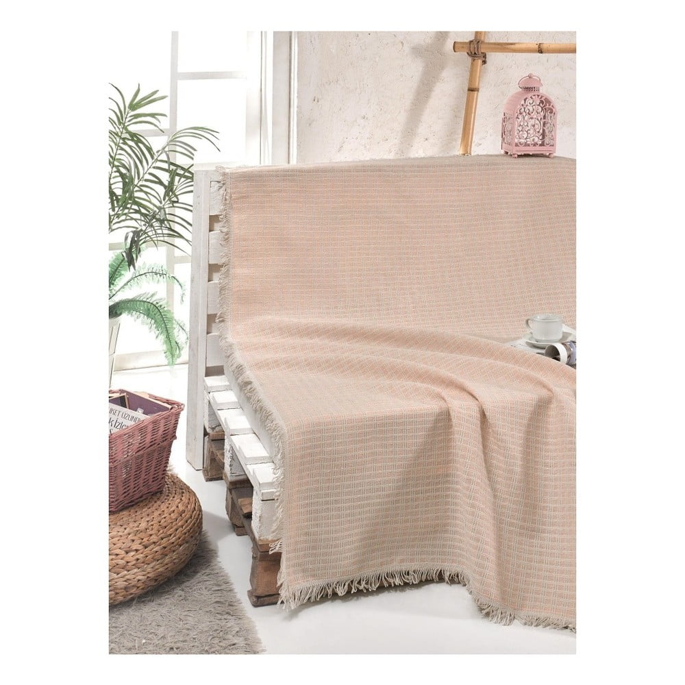 E-shop Bavlnený pléd cez posteľ Cizgill Powder, 180 x 220 cm
