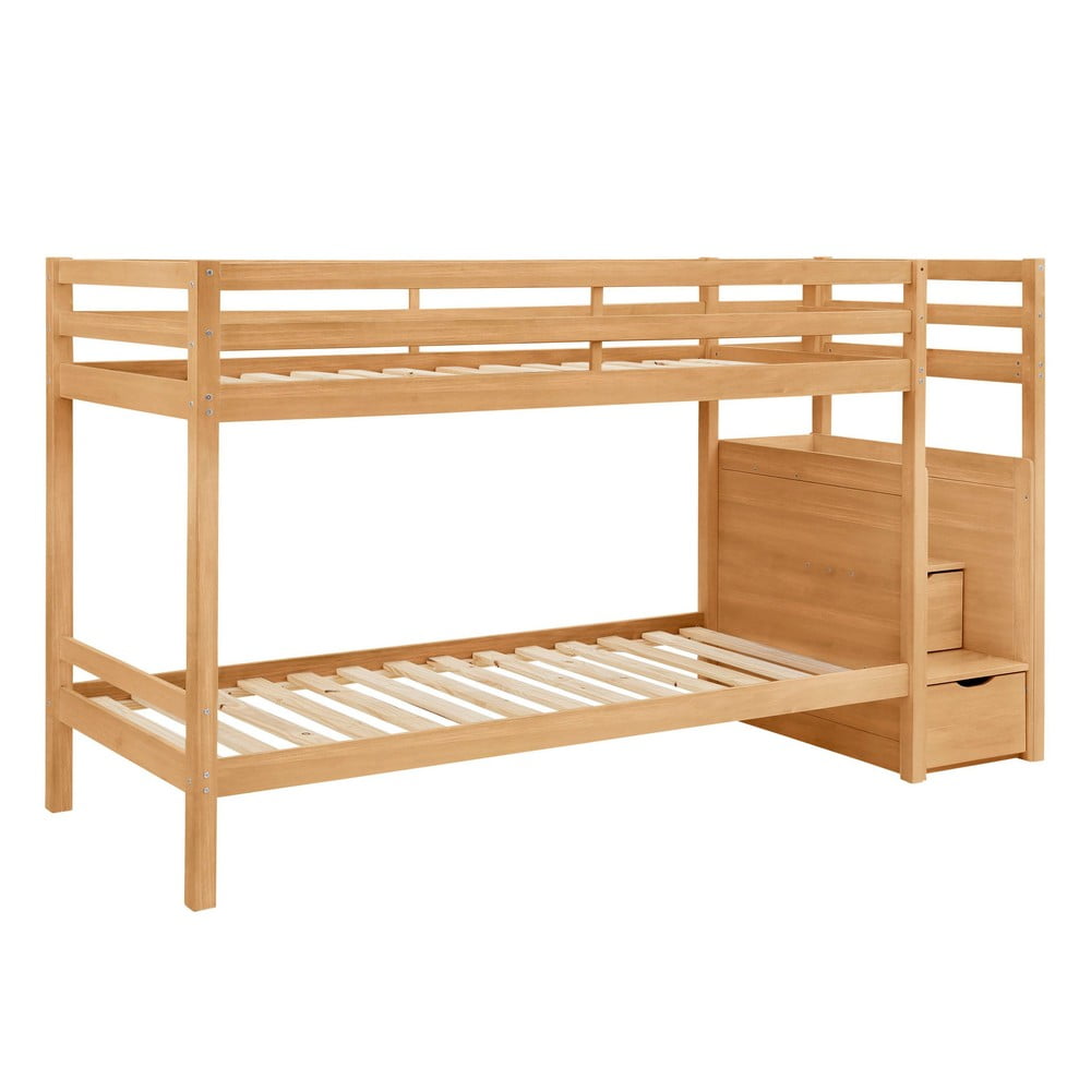 Sivá poschodová detská posteľ z borovicového dreva s úložným priestorom 90x200 cm Alpi – Støraa