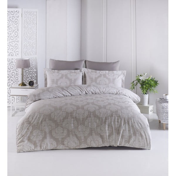 Hnedé posteľné obliečky z bavlneného saténu Primacasa by Türkiz Lina, 135 x 200 cm