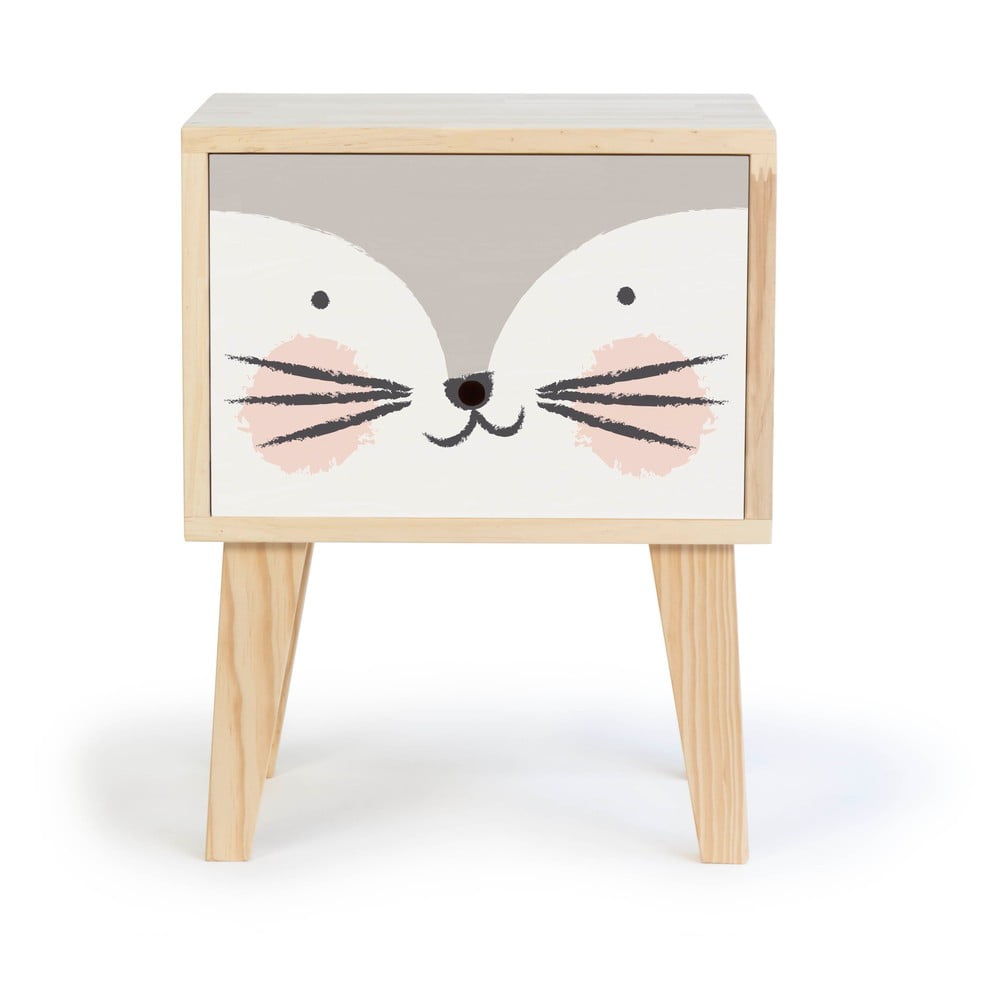 E-shop Detský nočný stolík z borovicového dreva The Wild Hug Kitten