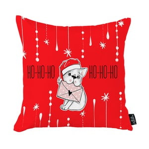 Červená vianočná obliečka na vankúš Apolena Honey Ho-Ho-Ho Christmas Dog, 45 x 45 cm