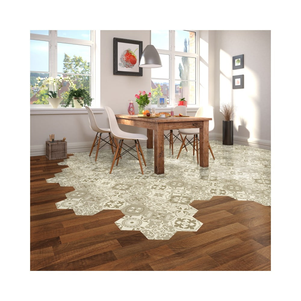 Obrázok Sada 10 samolepiek na podlahu Ambiance Floor Stickers Hexagons, 40 × 90 cm