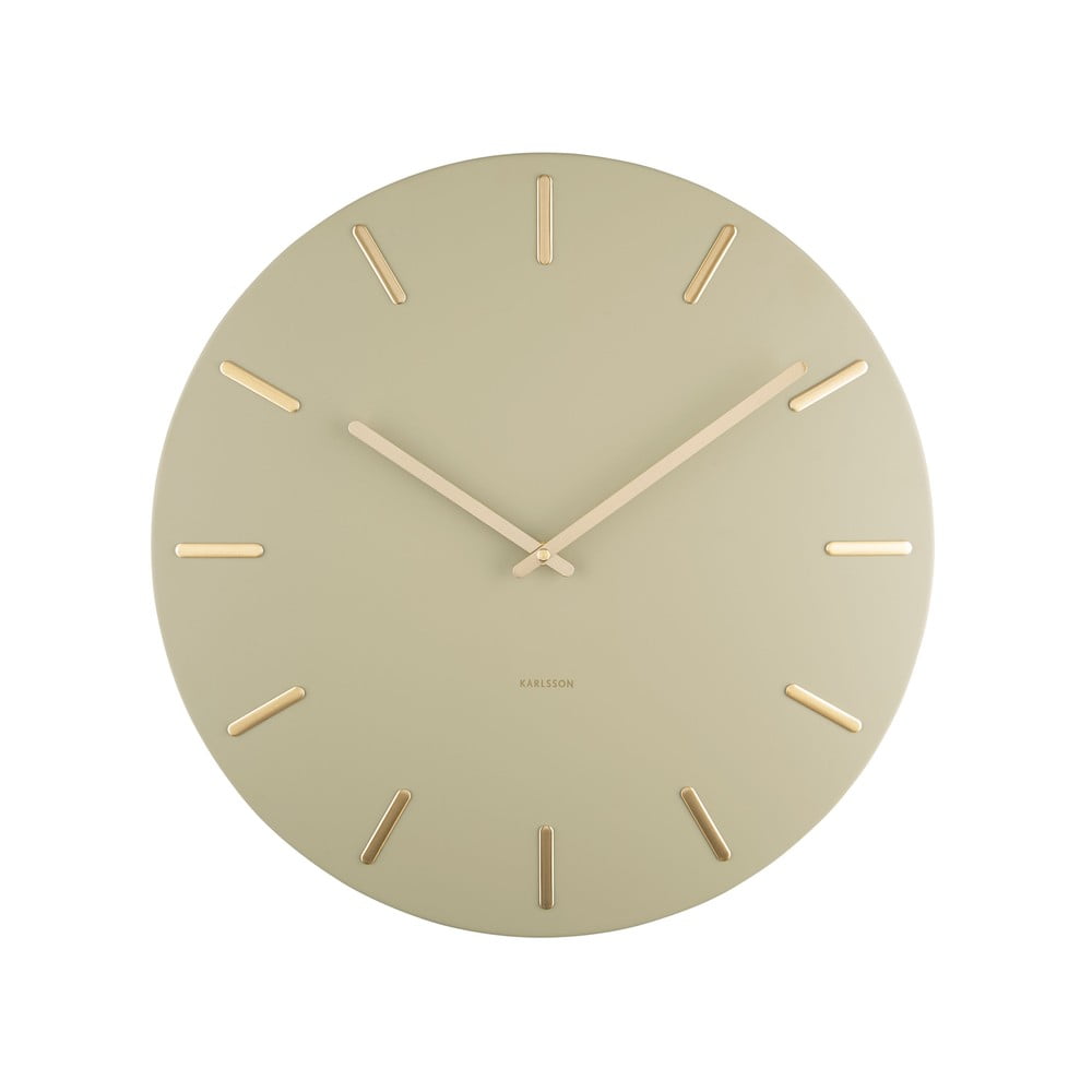 E-shop Olivovozelené nástenné hodiny Karlsson Charm, ø 45 cm