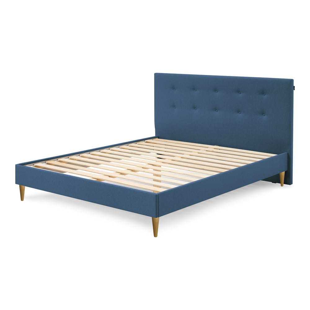 E-shop Modrá dvojlôžková posteľ Bobochic Paris Rory Light. 160 x 200 cm