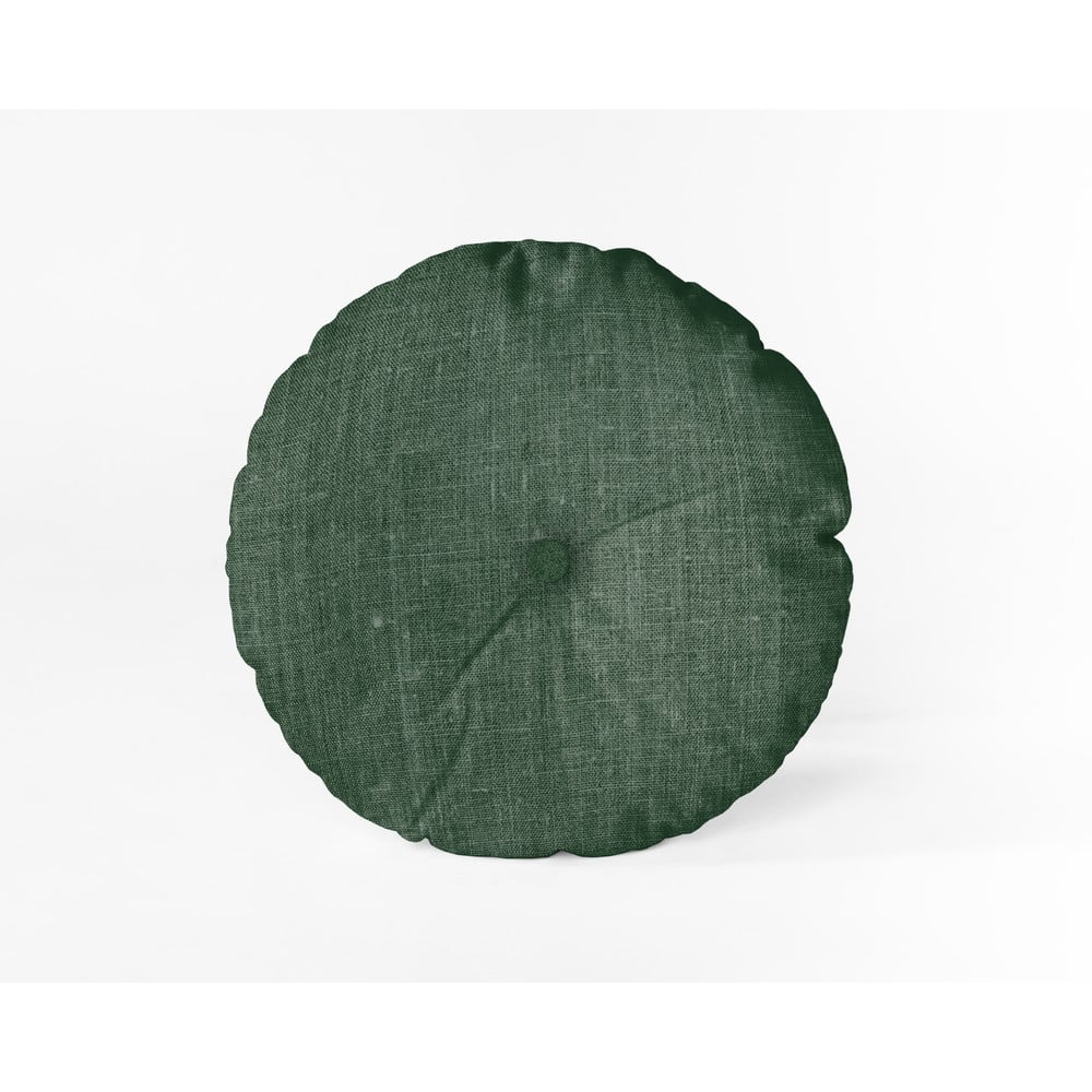 Obrázok Tmavozelený vankúš Linen Couture Cojin Redondo Dark Green, ⌀ 45 cm