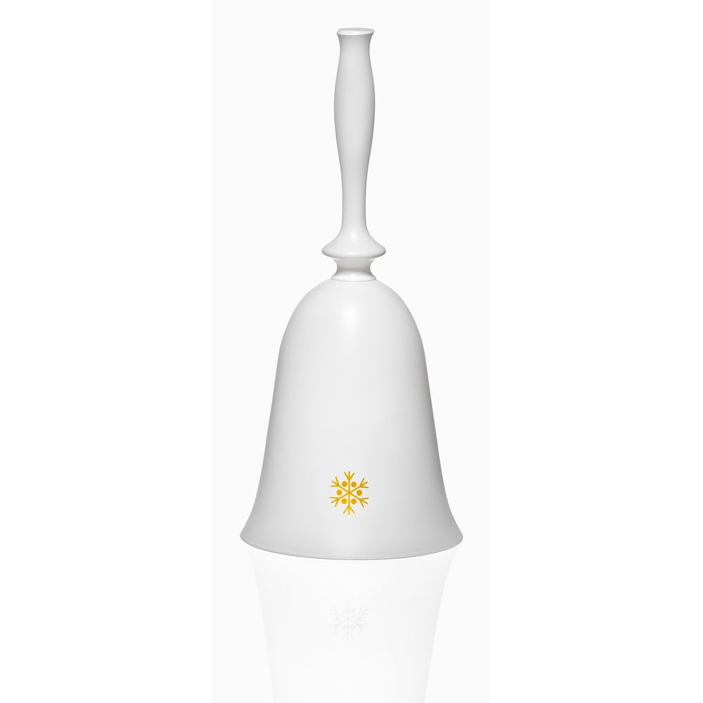 E-shop Biely sklenený vianočný zvonček Crystalex Nordic Vintage, výška 17,9 cm