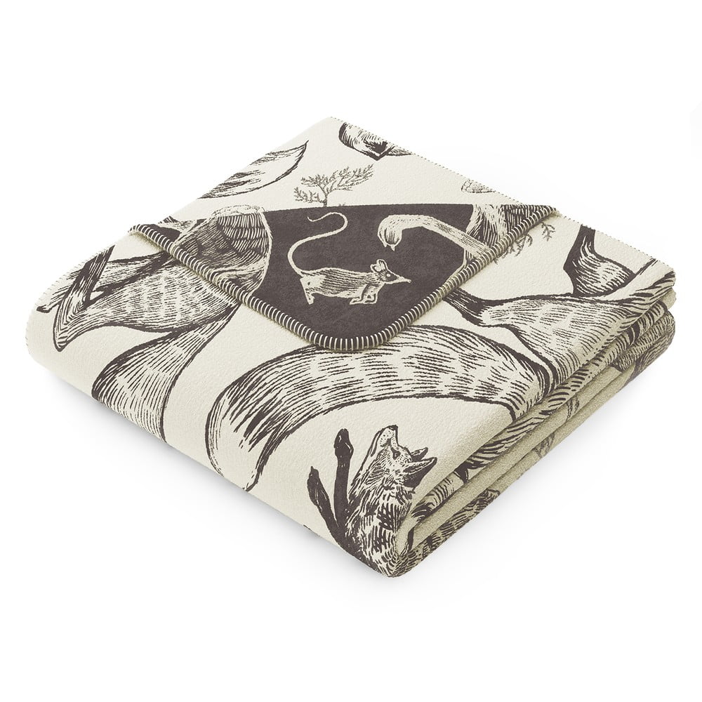 E-shop Béžová deka s prímesou bavlny AmeliaHome Fox, 150 x 200 cm