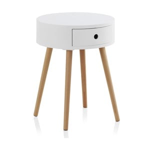 Biely príručný stolík so zásuvkou a nohami z bukového dreva Geese Nordic Style Perso